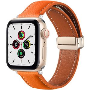 Vouwgesp lederen horlogeband voor Apple Watch Series 8 & 7 41 mm / SE 2 & 6 & SE & 5 & 4 40 mm / 3 & 2 & 1 38 mm