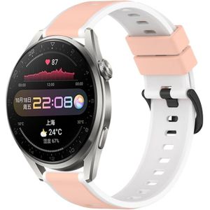Voor Huawei Watch 3 Pro 22 mm tweekleurige siliconen horlogeband (roze + wit)