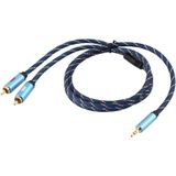 EMK 3.5mm Jack Male to 2 x RCA Male Gold Plated Connector Speaker Audio Cable  Cable Length:2m(Dark Blue)