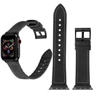 Solid Color TPU + Stainless Steel Watch Strap for Apple Watch Series 5 & 4 44mm / 3 & 2 & 1 42mm(Black)