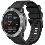 Voor Garmin Fenix 6 Sapphire GPS 22mm Horizontale Textuur Siliconen Horlogeband met Removal Tool (Zwart)