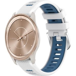 Voor Garmin Move Trend 20 mm sport tweekleurige stalen gesp siliconen horlogeband (wit + blauw)