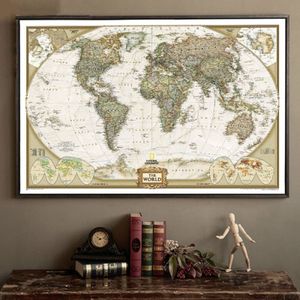 Antique Poster Wall Chart Retro Matte Kraft Paper World Map  Size:80X120cm