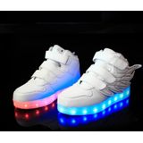 Kinderen kleurrijke lichte schoenen LED opladen lichtgevende schoenen  grootte: 28 (wit)
