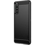 Voor Sony Xperia 10 IV Mofi Gentles -serie geborstelde textuur Koolstofvezel zacht TPU -kast