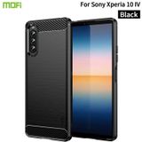 Voor Sony Xperia 10 IV Mofi Gentles -serie geborstelde textuur Koolstofvezel zacht TPU -kast