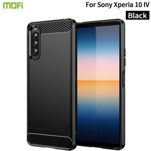 Voor Sony Xperia 10 IV Mofi Gentles -serie geborstelde textuur Koolstofvezel zacht TPU -kast