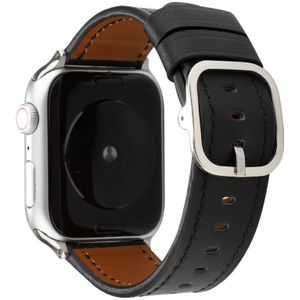 For Apple Watch Series 5 & 4 44mm / 3 & 2 & 1 42mm Modern Style Buckle Genuine Leather Strap(Black)