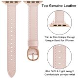 14mm lederen band horlogeband voor Apple Watch Series 7 41mm / 6 & SE & 5 & 4 40mm / 3 & 2 & 1 38mm (Pink)