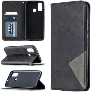 For Huawei P smart 2020 Rhombus Texture Horizontal Flip Magnetic Leather Case with Holder & Card Slots & Wallet(Black)