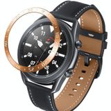 For Samsung Galaxy Watch 3 45mm Smart Watch Steel Bezel Ring  A Version(Rose Gold Ring White Letter)