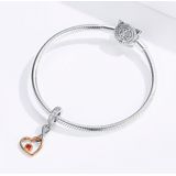 S925 Sterling Silver Pendant Heart Shaped Rose Gold Beads DIY Bracelet Necklace Accessories