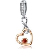 S925 Sterling Silver Pendant Heart Shaped Rose Gold Beads DIY Bracelet Necklace Accessories