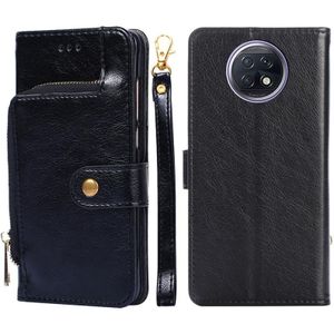 Zipper Bag PU + TPU Horizontal Flip Leather Case with Holder & Card Slot & Wallet & Lanyard For Xiaomi Redmi Note 9 5G CN Version / Note 9T 5G(Black)