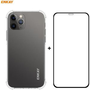 Hat-Prince ENKAY 2 in 1 Clear TPU Soft Case Shockproof Cover + 0.26mm 9H 2.5D Full Glue Full Coverage Tempered Glass Protector Film For iPhone 12 / 12 Pro