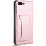 For iPhone 8 Plus / 7 Plus Strong Magnetism Shockproof Horizontal Flip Liquid Feel Leather Case with Holder & Card Slots & Wallet(Rose Gold)