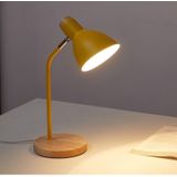 E27 Button Switch Wood Table Lamp Metal Shade Desk Light Bedside Reading Book Light Home Decor  Light Source:Normal Bulb(Yellow)