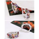 1 Pair Colorful Zircon Earrings Stud Jewelry For Women And Girls(Silver)