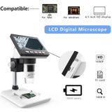 50X-1000X 1080P Portable Electronic Digital Desktop Microscope with LED Light  Support Micro SD Card (32GB Max) (White)