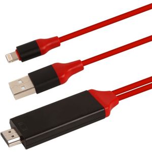 2m 8 Pin mannetje naar HDMI mannetje & USB mannetje Adapter Kabel voor iPhone 7 / 7 Plus / 6s Plus / 6s / 6 Plus / 6 / 5s / 5 & iPad