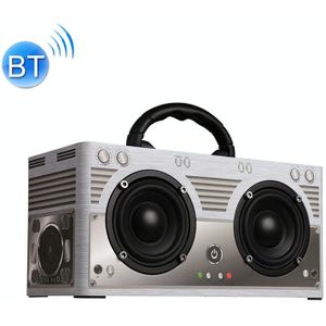 W9 Portable Retro Wooden Bluetooth Speaker  Support TF Card & 3.5mm AUX(Retro Silver)