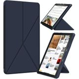 For Amazon Kindle Fire HD 10 / 10 Plus 2021 Cloth Texture Multi-folding Horizontal Flip PU Leather Shockproof Case with Holder(Dark Blue)