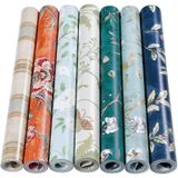 0.53x5m 3D StereoRetro Self-Adhesive Non-Woven Wallpaper Pastoral Flower Bedroom Living Room TV Background Wall Sticker(1014 Retro Stripes)