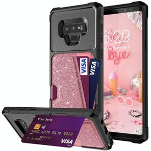 Voor Samsung Galaxy Note9 Glitter Magnetische Kaart Bag Telefoon Case (Pink)