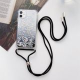 Gradiënt glitter poeder epoxy TPU verdikte acryl shockproof case met ronde hals lanyard voor iphone 13 pro max