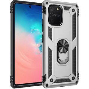 For Galaxy A91 / S10 Lite Shockproof TPU + PC Protective Case with 360 Degree Rotating Holder(Silver)