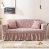 Living Room Stretch Full Coverage Skirt Style Sofa Cover  Size: Double M 145-185cm(One-color Pink)