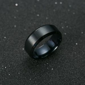 2 PCS Ring Men Titanium Black  Ring Size:9(Black)