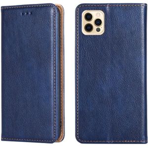 For iPhone 12 Pro Max PU + TPU Gloss Oil Solid Color Magnetic Horizontal Flip Leather Case with Holder & Card Slot & Wallet(Blue)