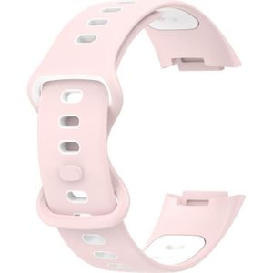 Voor Fitbit Charge 5 tweekleurige siliconenvervangingriem horlogeband (roze wit)