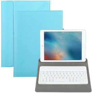 Universal Detachable Bluetooth Keyboard + Leather Case without Touchpad for iPad 9-10 inch  Specification:White Keyboard(Blue)
