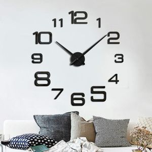Acrylic Digital Wall Clock Home Living Room Wall Sticker Clock(Black)