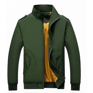 Solid Color Collage Long Sleeve Stand Collar Men Jacket (Color:Green Size:5XL)