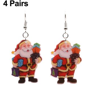 4 paren Santa Claus oorbellen Acryl Christmas Personality Sieraden (Santa 1)