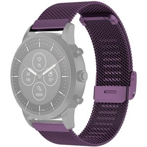 22mm Metal Mesh Wrist Strap Watch Band for Fossil Hybrid Smartwatch HR  Male Gen 4 Explorist HR  Male Sport (Dark Purple)