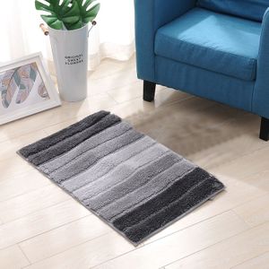Stripe Indoor Anti-slip Bathroom Kitchen Floor Mat Microfiber Rug Carpet  Size:46x71cm(Grey)