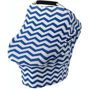 Multifunctional Cotton Nursing Towel Safety Seat Cushion Stroller Cover(Blue and White Wavy Stripes)