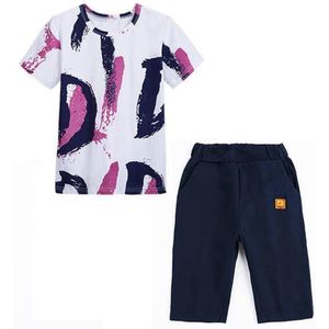 Summer Childrens Fashion Suit Short-sleeved Casual Pants Sportswear (Color:Purple Size:150)