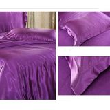Pure Satin Silk Bedding Set Home Textile Bed Set Bedclothes Duvet Cover Sheet Pillowcases  Size:1.8m bed four-piece set(Black)