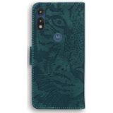 For Motorola Moto E (2020) / Moto E7 Tiger Embossing Pattern Horizontal Flip Leather Case with Holder & Card Slots & Wallet(Green)