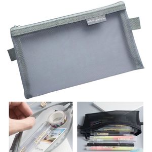 Nylon eenvoudige transparante mesh potlood Case Office School Supplies (Big Grey)