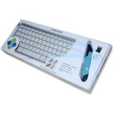 KM-808 2.4GHz Wireless Multimedia Keyboard + Wireless Optical Pen Mouse with USB Receiver Set for Computer PC Laptop  Random Pen Mouse Color Delivery(White)