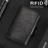 X-7 Antimagnetic RFID  Multi-functional Aluminum Crazy Horse Texture Leather Card Bag Wallet(Black)