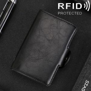 X-7 Antimagnetic RFID  Multi-functional Aluminum Crazy Horse Texture Leather Card Bag Wallet(Black)