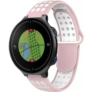 Voor Garmin Approach S5 tweekleurige geperforeerde ademende siliconen horlogeband (roze + wit)