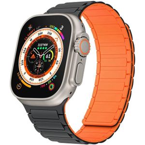 Voor Apple Watch Ultra 49 mm magnetische lus siliconen horlogeband (zwart oranje)
